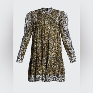 Ulla Johnson Amira Army Leopard Print Puff Sleeve Dress